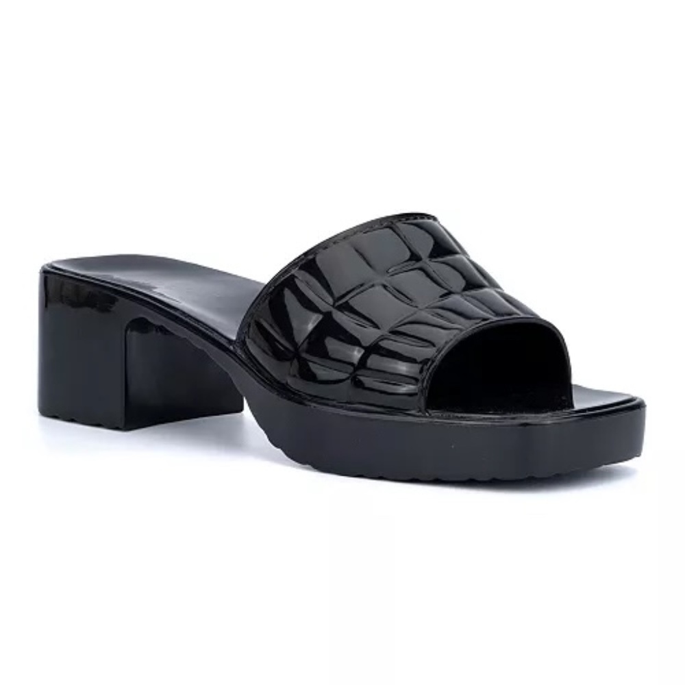 Olivia Miller Black "Ava" Jelly Slide Sandals, Size 10 M